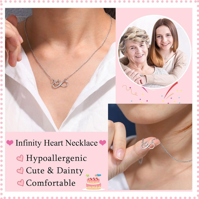 UNGENT THEM Infinity Heart Necklace for 13 16 18 Year Old Birthday Girls, Birthday Present for Daughter Granddaughter Friends - Image 2